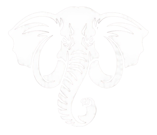 Logo Marajá Eventos, uma cabeça de elefante branco.